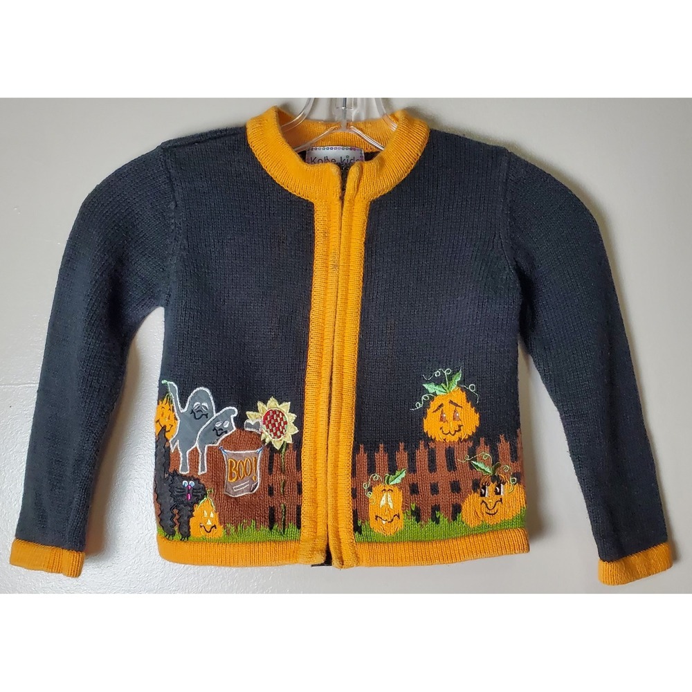 READ Crystal Kobe Kids Vintage Kids Halloween Sweater Small 4 Zip Cardigan Black